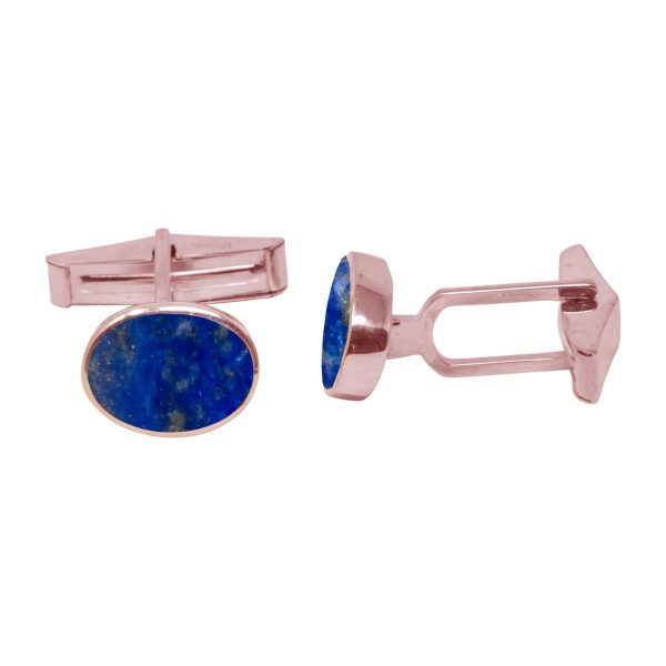 Rose Gold Lapis Oval Cufflinks