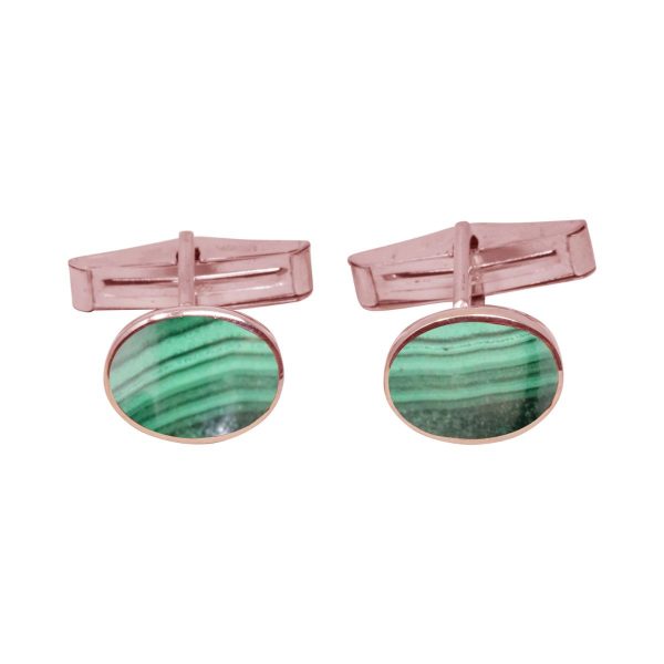 Rose Gold Malachite Oval Cufflinks