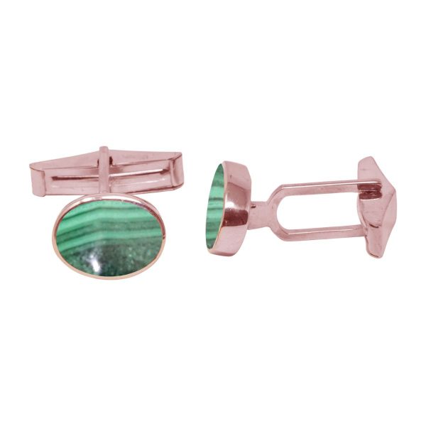 Rose Gold Malachite Oval Cufflinks