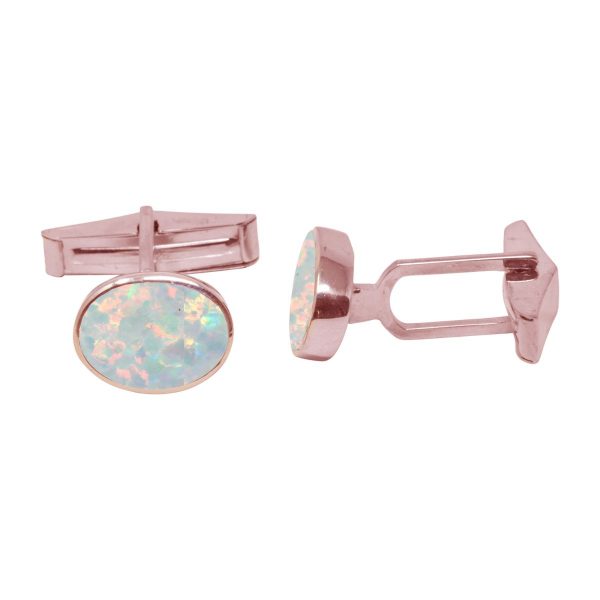 Rose Gold Opalite Sun Ice Oval Cufflinks