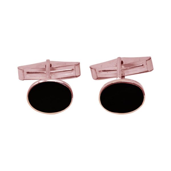 Rose Gold Whitby Jet Oval Cufflinks