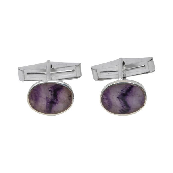 Silver Blue John Oval Cufflinks