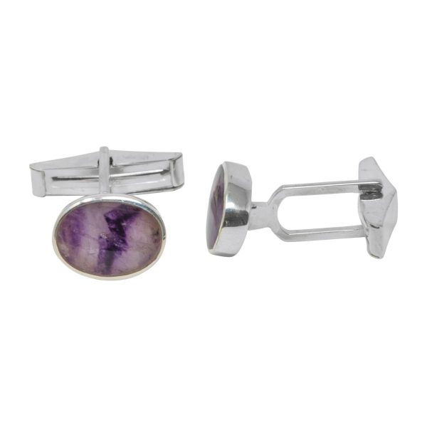 Silver Blue John Oval Cufflinks