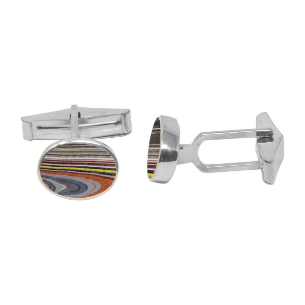 Silver Fordite Oval Cufflinks