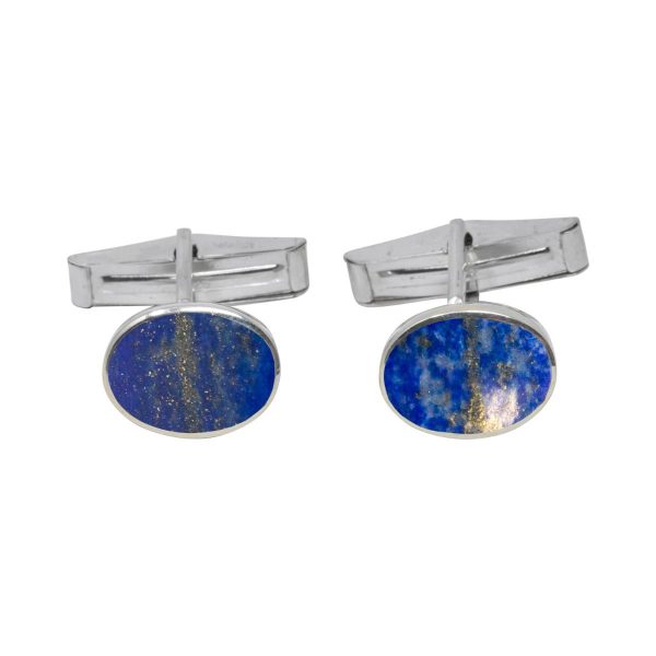 Silver Lapis Oval Cufflinks