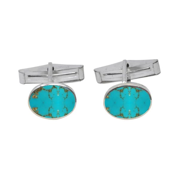 Silver Turquoise Oval Cufflinks