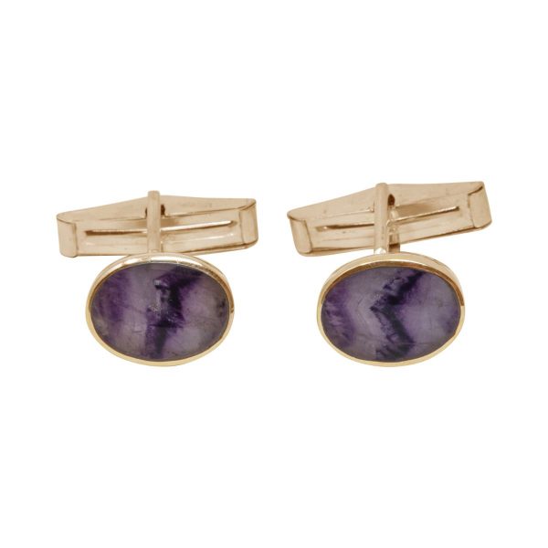 Yellow Gold Blue John Oval Cufflinks