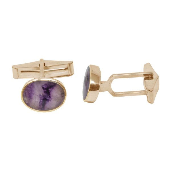 Yellow Gold Blue John Oval Cufflinks