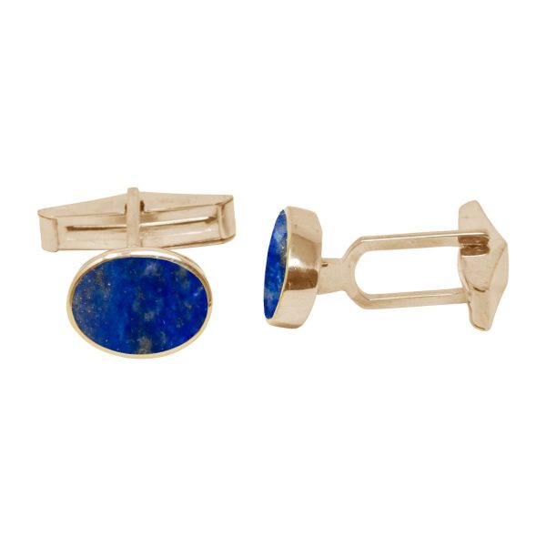 Yellow Gold Lapis Oval Cufflinks