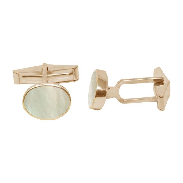 Yellow Gold Mother of Pearl Oval Cufflinks