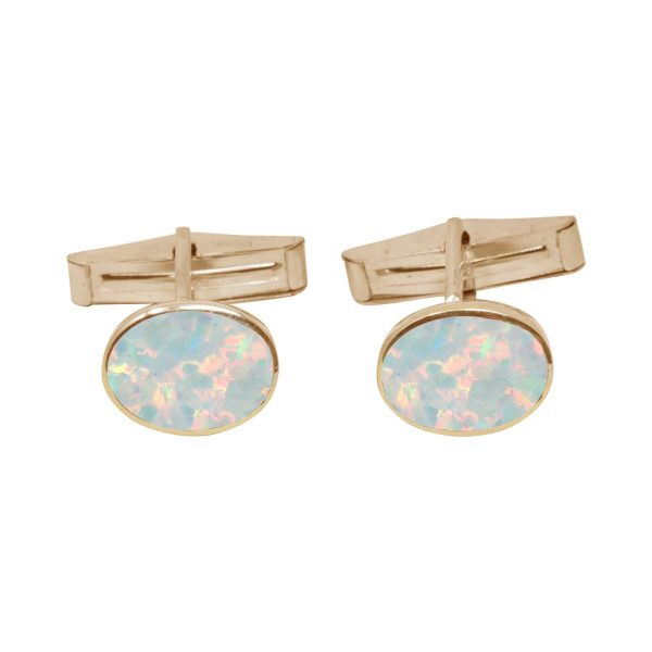 Yellow Gold Opalite Oval Cufflinks