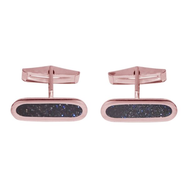 Rose Gold Blue Goldstone Cufflinks