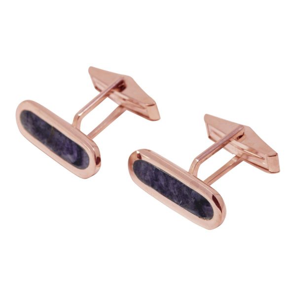 Rose Gold Blue John Long Oval Cufflinks