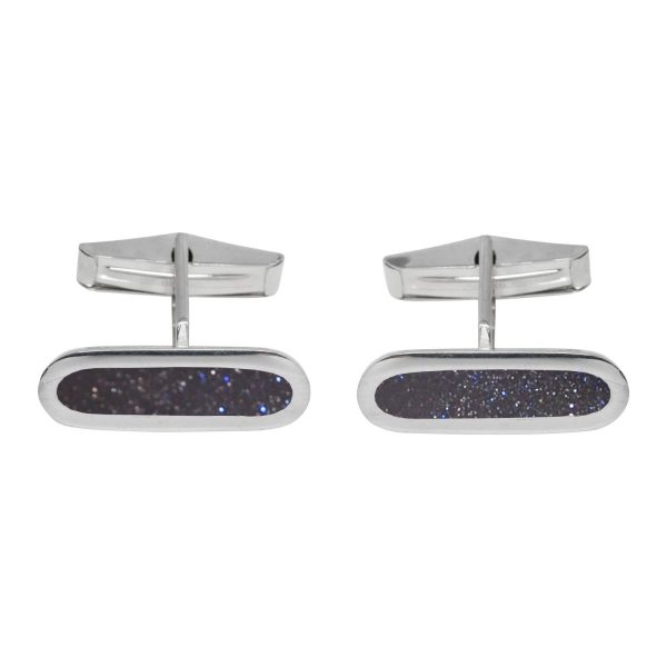 Silver Blue Goldstone Cufflinks