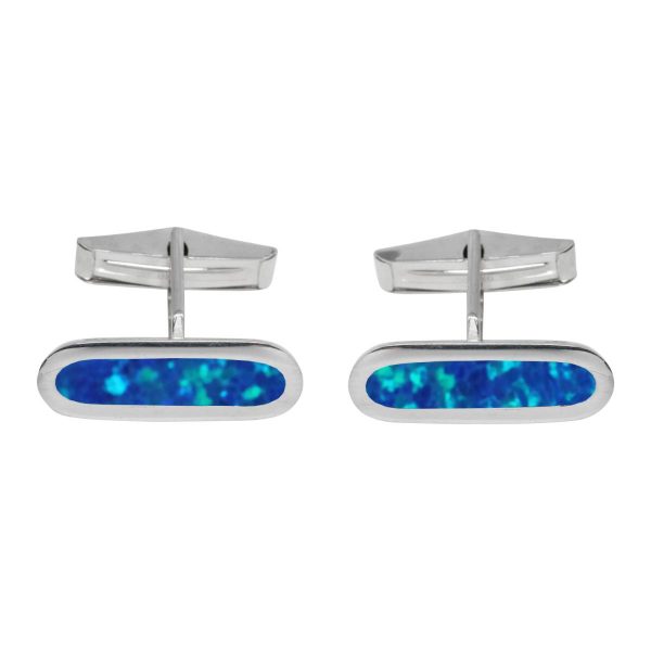 Silver Cobalt Blue Opalite Cufflinks