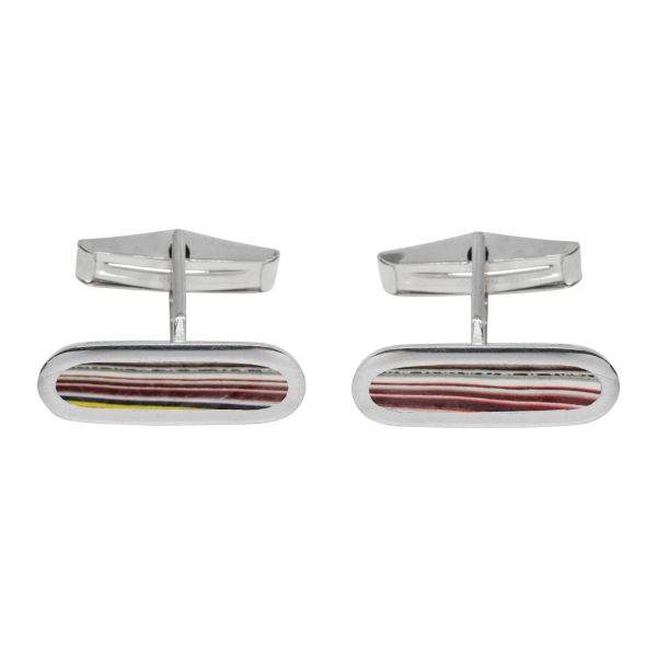 Silver Fordite Cufflinks