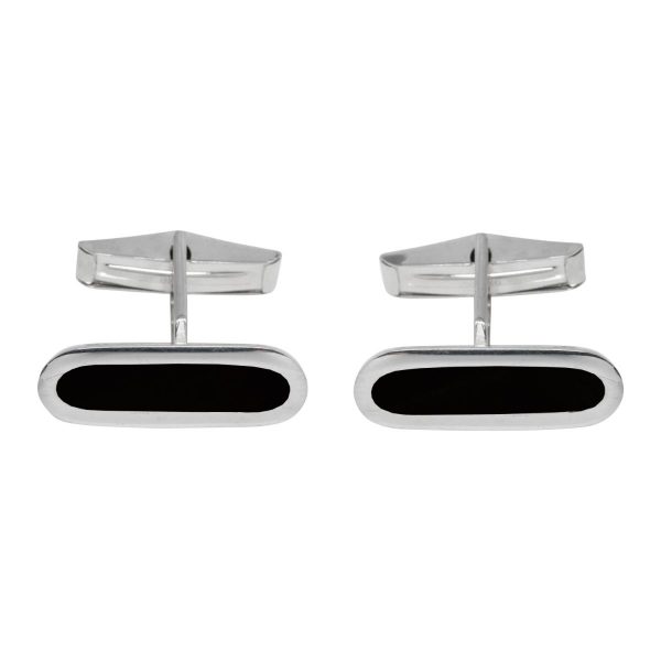 Silver Whitby Jet Cufflinks