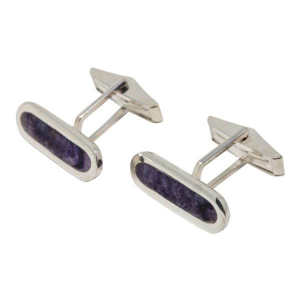 White Gold Blue John Cufflinks