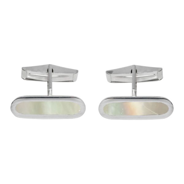 White Gold Mother of Pearl Cufflinks
