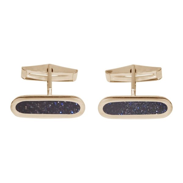 Yellow Gold Blue Goldstone Cufflinks