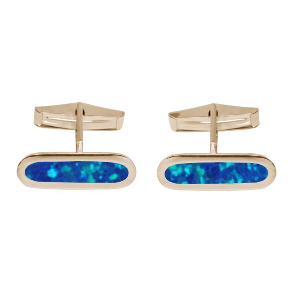 Yellow Gold Cobalt Blue Opalite Cufflinks