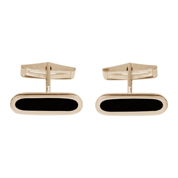 Yellow Gold Whitby Jet Cufflinks