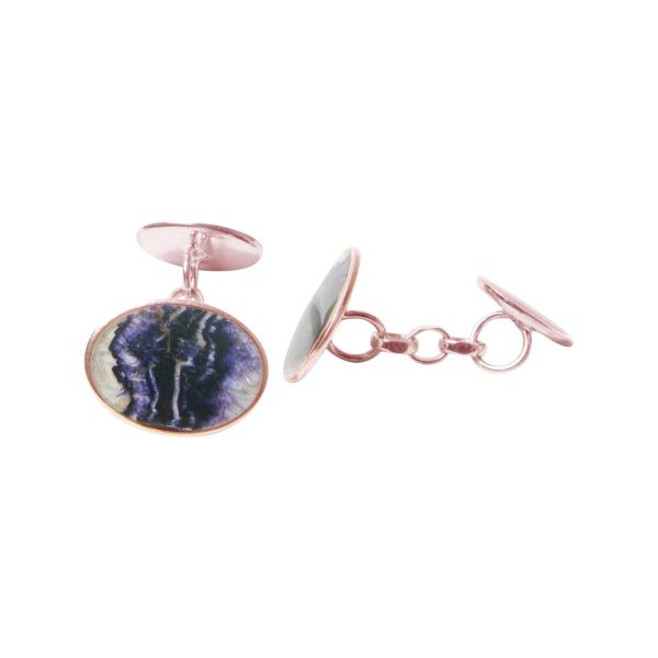 Rose Gold Blue John Oval Cufflinks