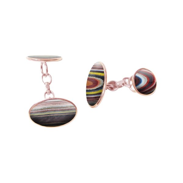 Rose Gold Fordite Oval Cufflinks