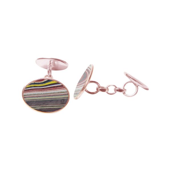 Rose Gold Fordite Oval Cufflinks