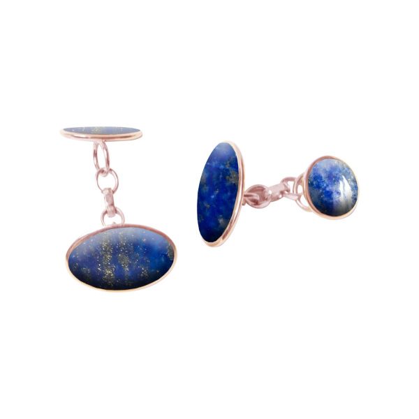 Rose Gold Lapis Oval Cufflinks