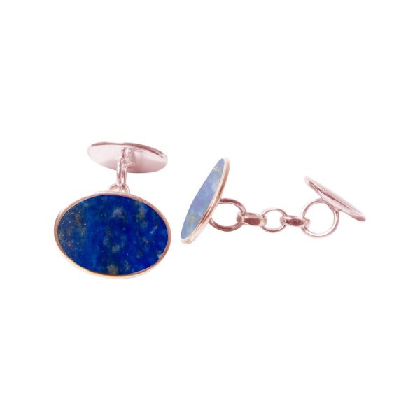 Rose Gold Lapis Oval Cufflinks