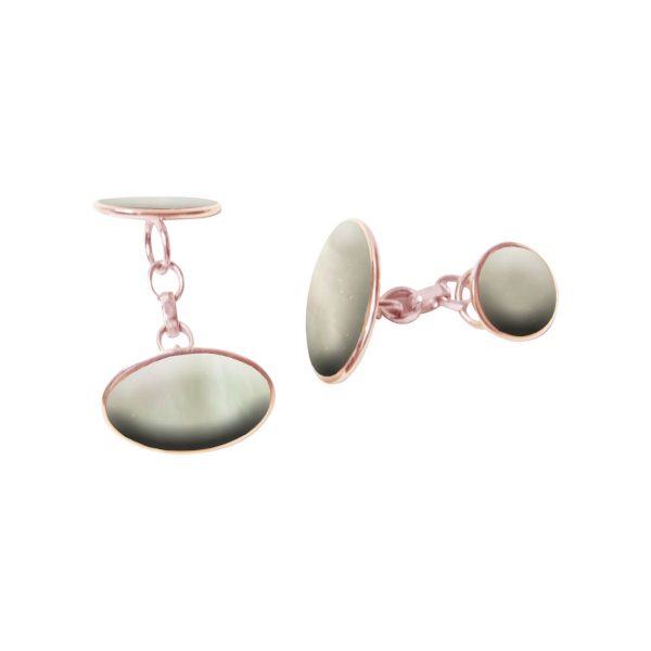 Rose Gold Mother of Pearl Oval Cufflinks