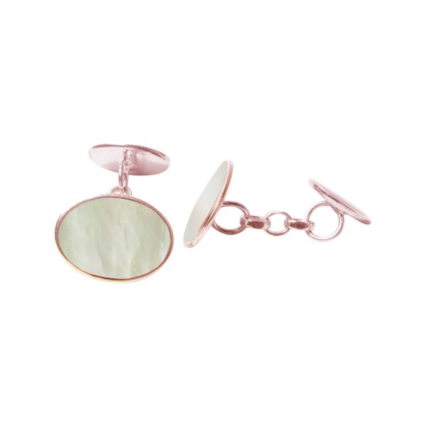 Rose Gold Mother of Pearl Oval Cufflinks