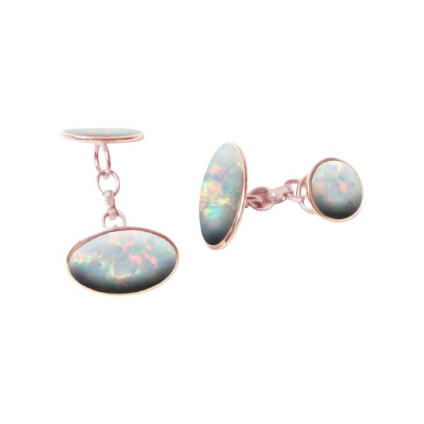 Rose Gold Opalite Sun Ice Oval Cufflinks