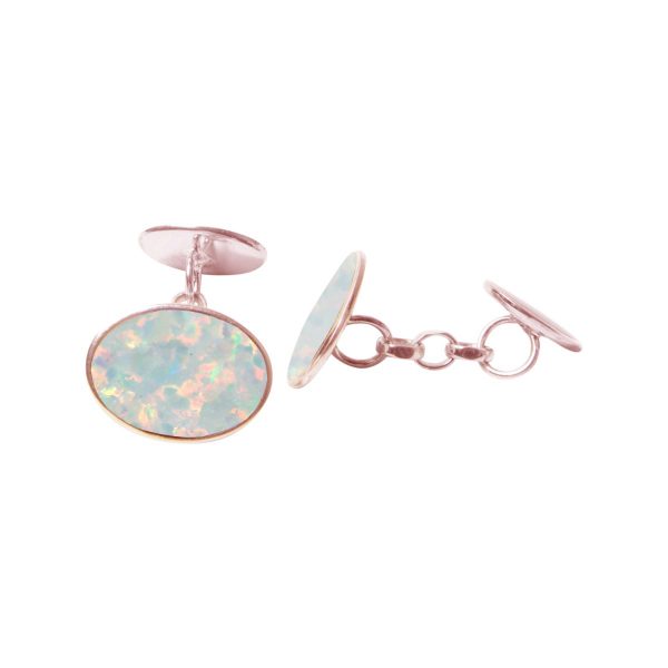 Rose Gold Opalite Sun Ice Oval Cufflinks