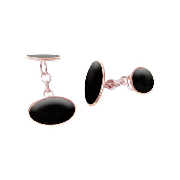 Rose Gold Whitby Jet Oval Cufflinks