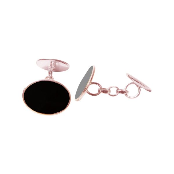 Rose Gold Whitby Jet Oval Cufflinks