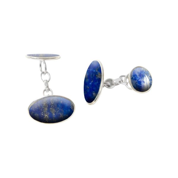 Silver Lapis Oval Cufflinks