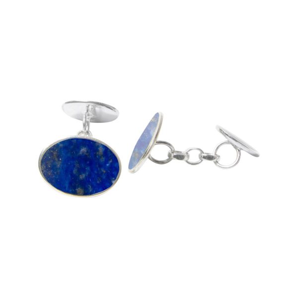 Silver Lapis Oval Cufflinks