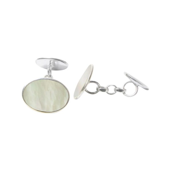 Silver Mother of Pearl Oval Cufflinks