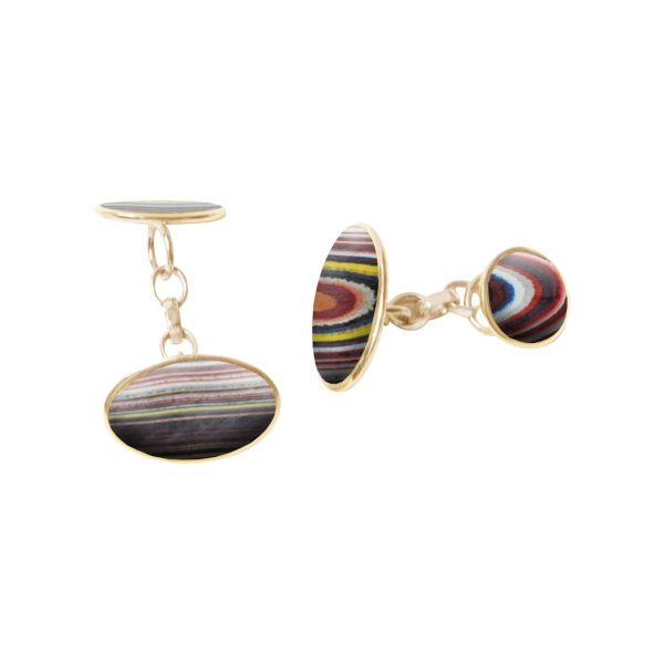 Yellow Gold Fordite Oval Cufflinks