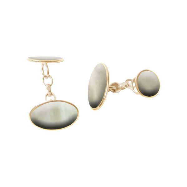 Yellow Gold Mother of Pearl Oval Cufflinks
