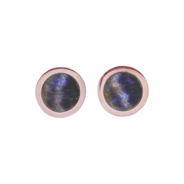 Rose Gold Blue John Round Stud Earrings