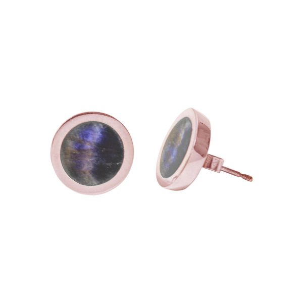 Rose Gold Blue John Round Stud Earrings