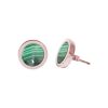 Rose Gold Malachite Round Stud Earrings