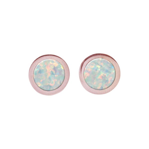 Rose Gold Opalite Round Stud Earrings