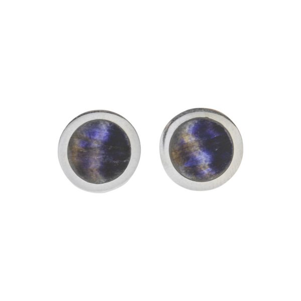 Silver Blue John Round Stud Earrings