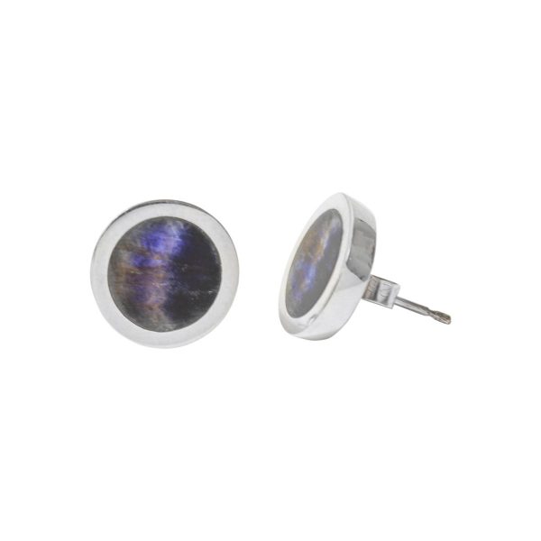 Silver Blue John Round Stud Earrings