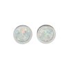 Silver Opalite Sun Ice Round Stud Earrings