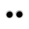 Silver Whitby Jet Round Stud Earrings
